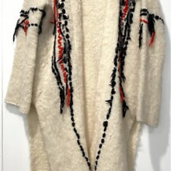 Free People Cozy Cream Open-Front Sweater/Duster. Alpaca wool blend - Picture 5 of 11